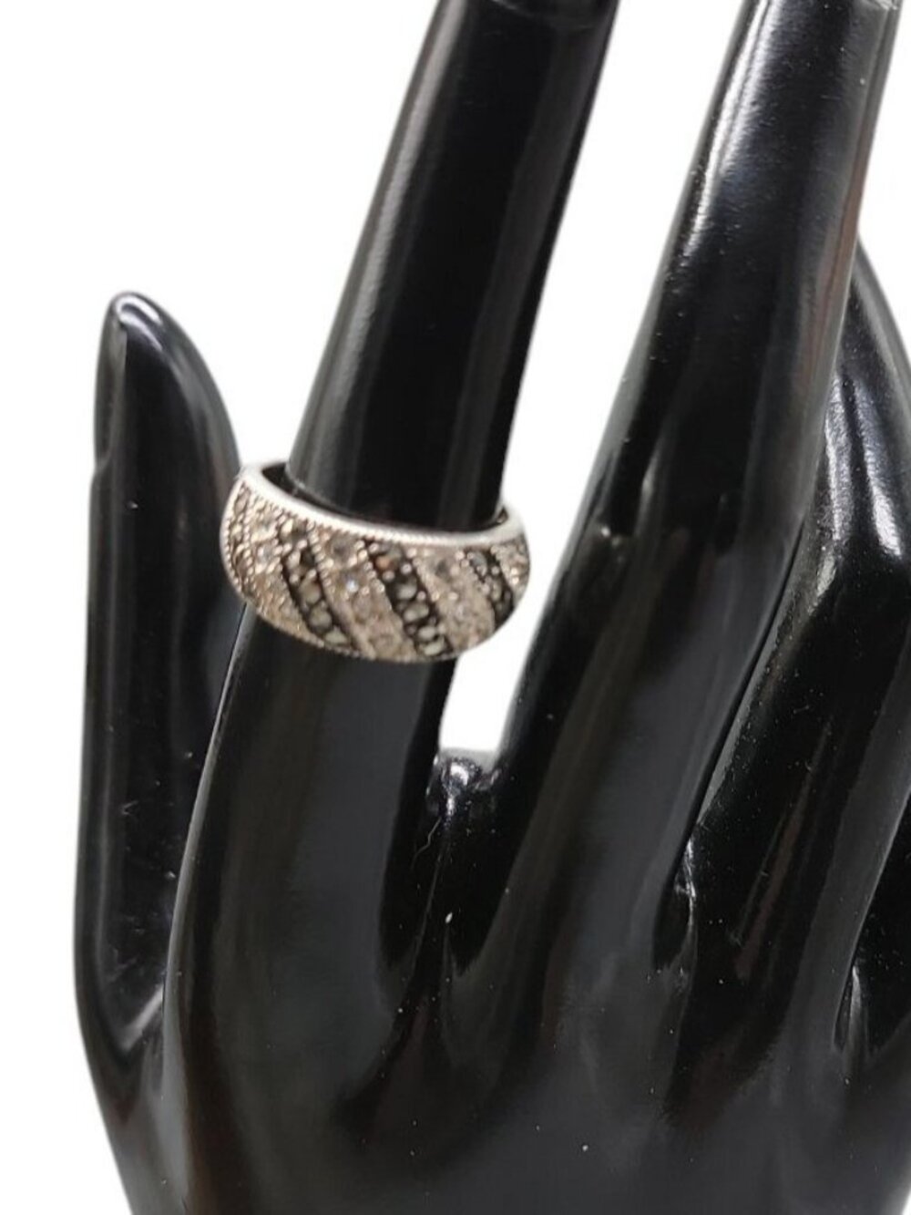 Sterling Marcasite Cubic Zirconia Ring Charles Winston CW Dome Band 925 6.5